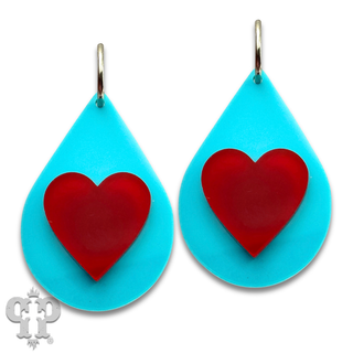 Layered heart teardrop earring