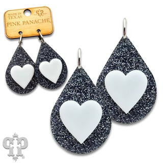 Layered heart teardrop earring
