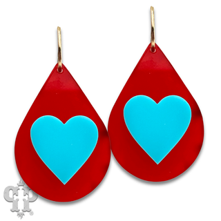 Layered heart teardrop earring