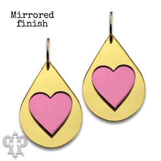 Layered heart teardrop earring
