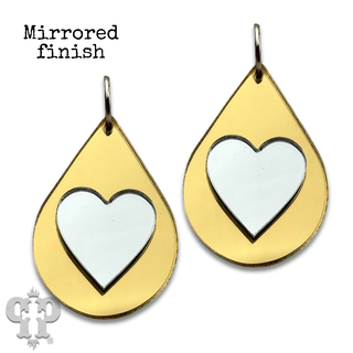 Layered heart teardrop earring