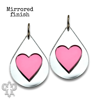 Layered heart teardrop earring