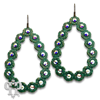 Open teardrop earring with Austrian crystals