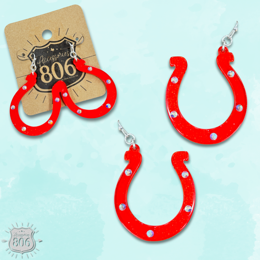 Red horseshoe earring