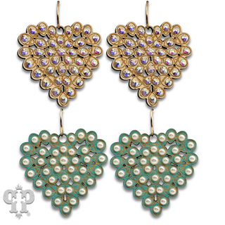 Laser cut rhinestone heart earring