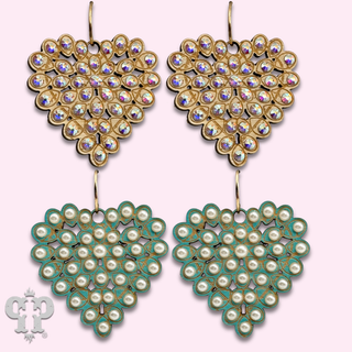 Laser cut rhinestone heart earring