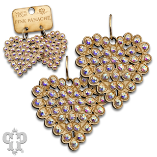 Laser cut rhinestone heart earring