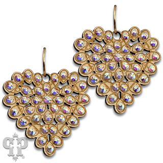 Laser cut rhinestone heart earring