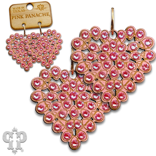 Laser cut rhinestone heart earring