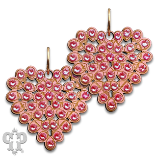 Laser cut rhinestone heart earring