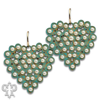 Laser cut rhinestone heart earring