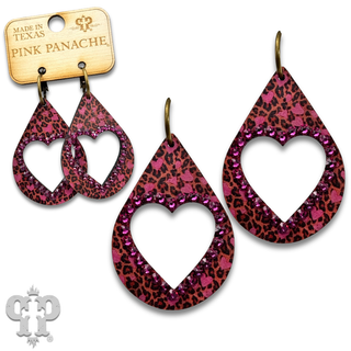 Open rhinestone heart teardrop earring