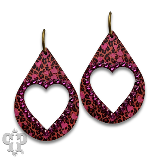 Open rhinestone heart teardrop earring