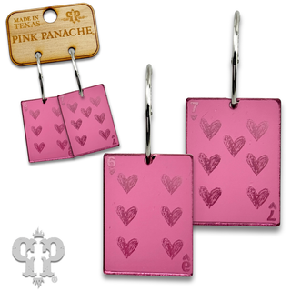 6-7 laser engraved mirror playing card earring