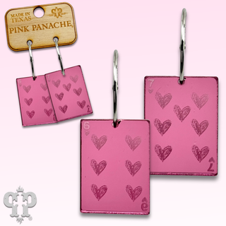 6-7 laser engraved mirror playing card earring