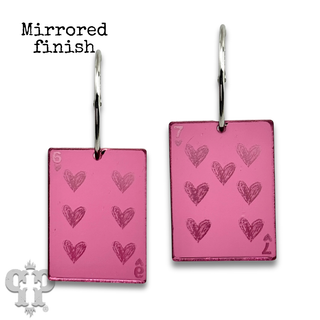 6-7 laser engraved mirror playing card earring