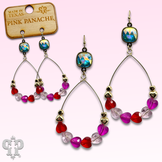 Heart charm teardrop earring