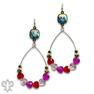 Heart charm teardrop earring