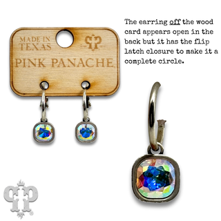 Square rhinestone charm hoop earring