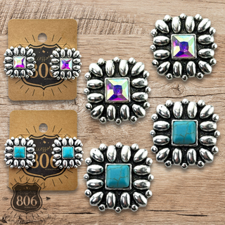 Western silver and stone post earring
