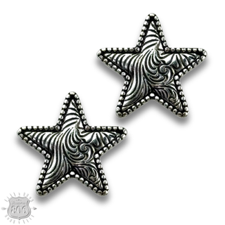 Western tooled look star earrings