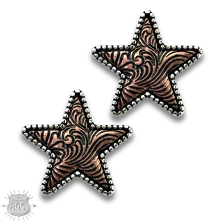 Western tooled look star earrings