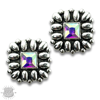 Western silver and stone post earring