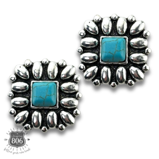 Western silver and stone post earring