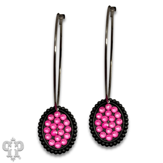 Austrian crystal mini oval on hoop earring