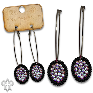 Austrian crystal mini oval on hoop earring