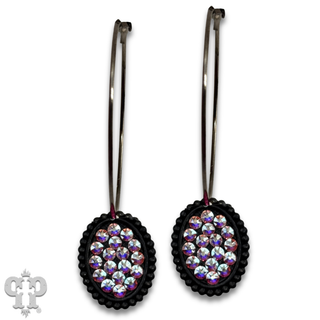Austrian crystal mini oval on hoop earring