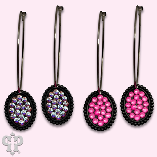 Austrian crystal mini oval on hoop earring