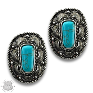 Western concho post earrings