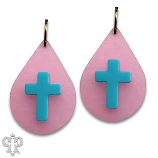 Layered cross teardrop earring