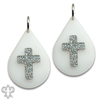 Layered cross teardrop earring
