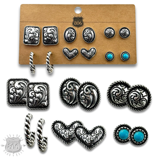Western tooled look earring set