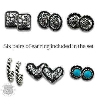 Western tooled look earring set