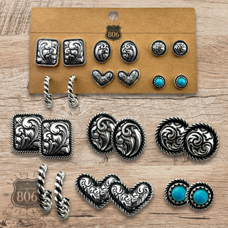 Western tooled look earring set