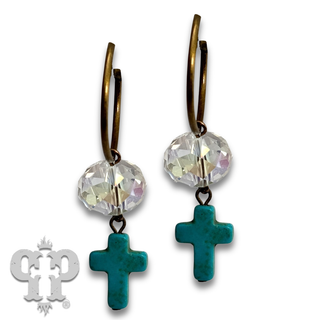 Turquoise cross earring