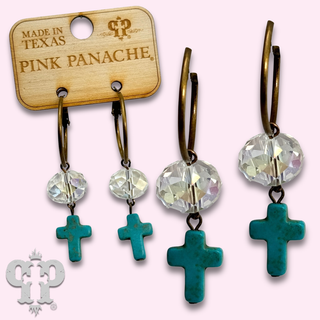 Turquoise cross earring