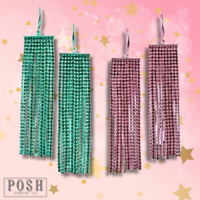 Tiny rhinestone fringe earring