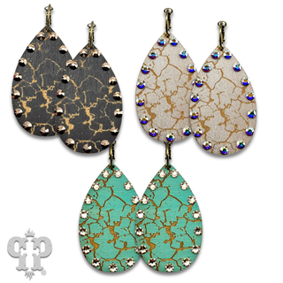 Crackle finish teardrop earring