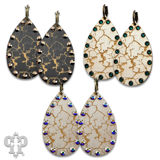 Crackle finish teardrop earring