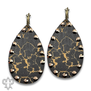 Crackle finish teardrop earring