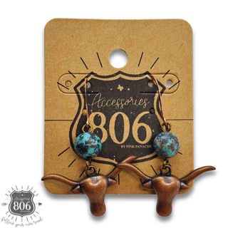 Western copper longhorn earring