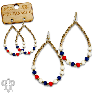 Red, White and Blue teardrop earring