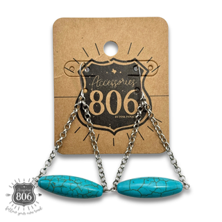 Western turquoise tube bead earring