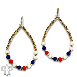 Red, White and Blue teardrop earring
