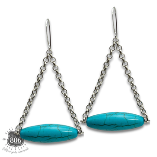 Western turquoise tube bead earring