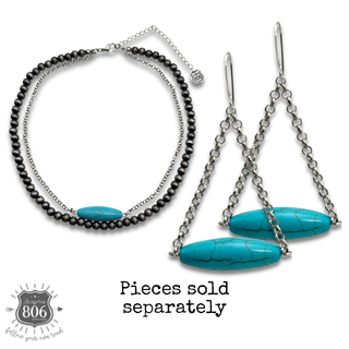 Western turquoise tube bead earring